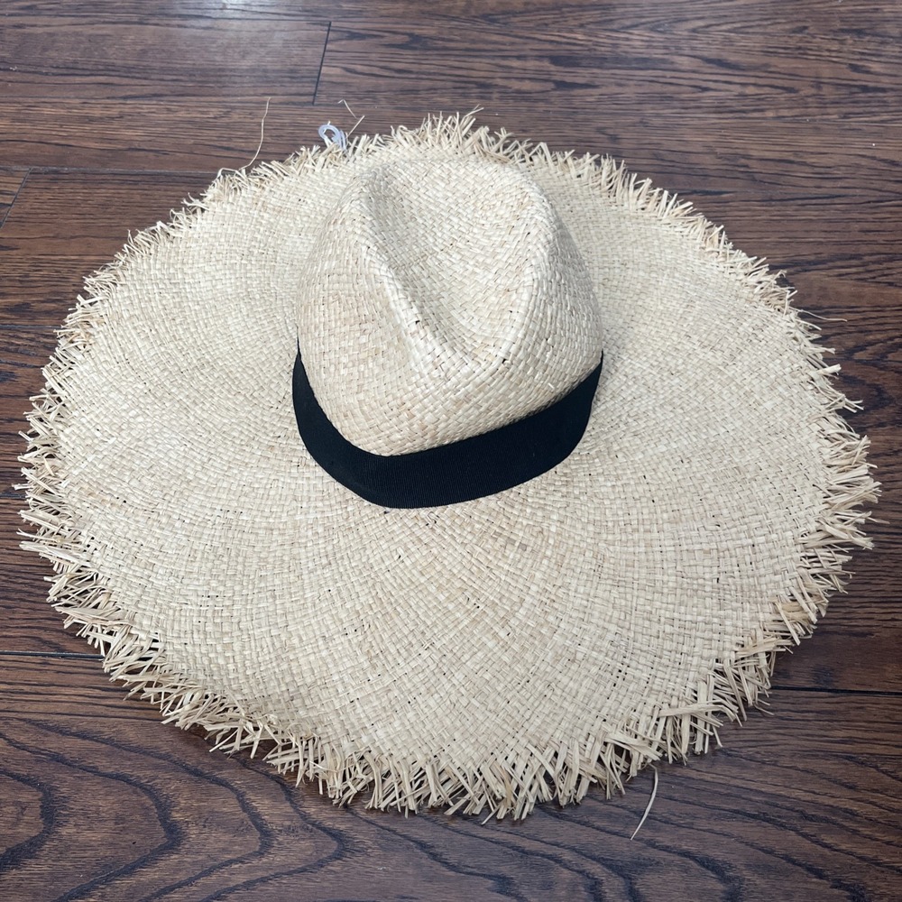 Womens FILIPPO CATARZI Made in Italy Raphia Hat Rough Raw Edge Rn 75343